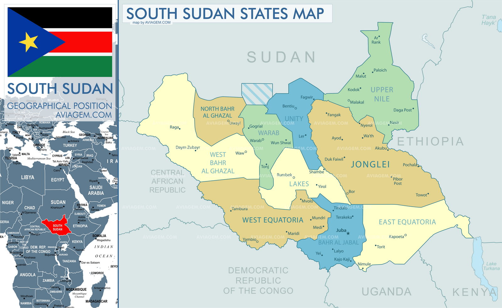South Sudan map