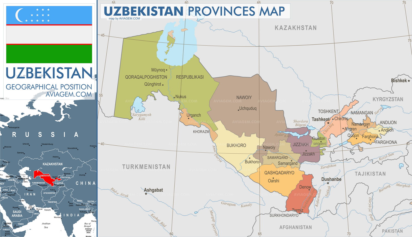 Uzbekistan map